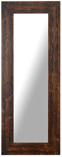 MO.WA Espejo de pared marco de madera 57x147, Espejo rústico abeto acabado wengué, Espejo largo moderno, Espejo habitacion, pasillo, vestidor, Made in Italy