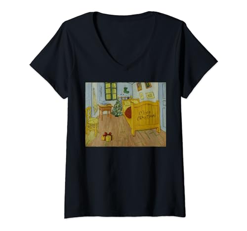 Habitación de Vincent en Arles en Navidad Camiseta Cuello V
