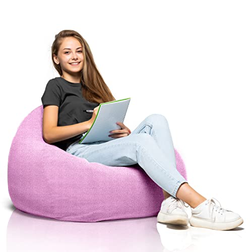 Aiire Sofa Puff Salon Moderno - Puf con Relleno Incluido para Decoracion Habitacion Juvenil o Adolescente - Puffs Infantiles XXL de Diseño para Niños o Bean Bag Gamer Rosa