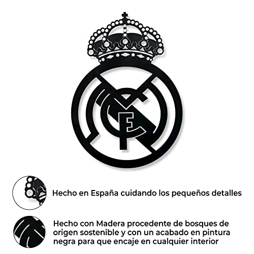 DIGIDU | Cuadro Escudo R.Madrid Madera, Decoración Moderna para Hogar, Habitación, Salón, Regalo Original para Entrenador de Futbol.