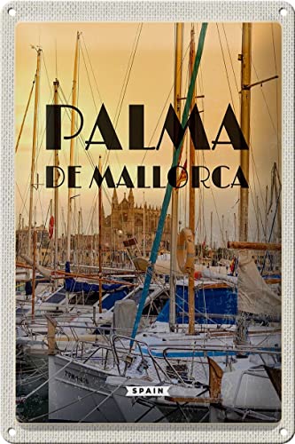 Femer Cartel de chapa de viaje, 20 x 30 cm, diseño de Palma de Mallorca yates
