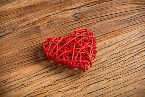 Corazón romántico Decorativo de Ratan Trenzado Rojo con el podrás Decorar una Mesa romántica, una habitación, como Detalle de Boda, etc… ¿Dónde Vas a ponerlo tú?