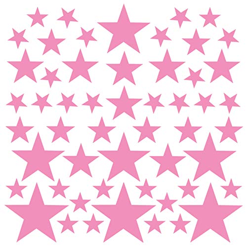 PREMYO 54 Estrellas Pegatinas Pared Infantil - Vinilos Decorativos Habitación Bebé Niña - Fácil de Poner Rosa